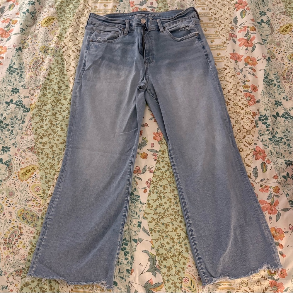 AE light blue bootcut cropped jeans